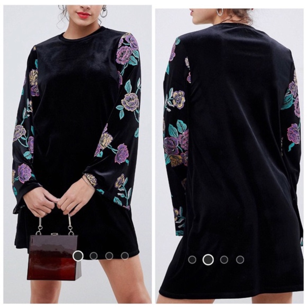 ASOS DESIGN velvet sweat dress puff sleeve